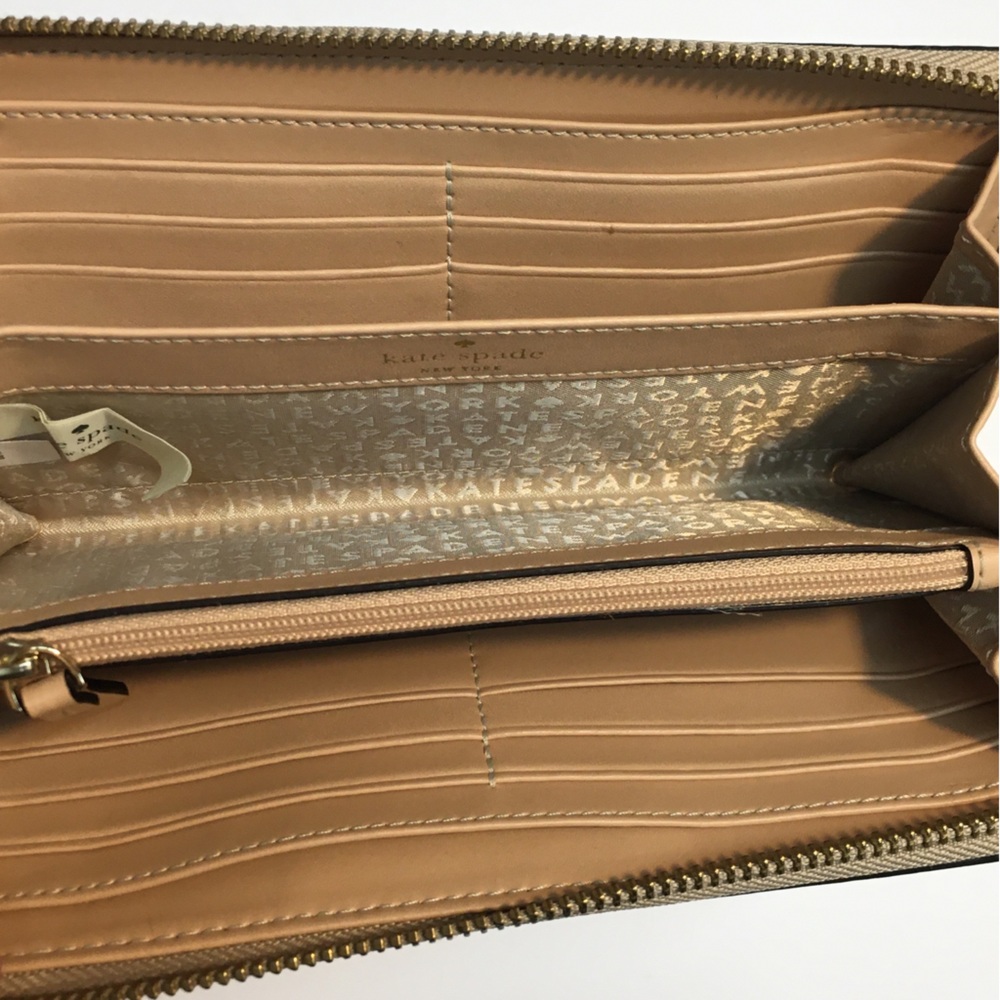 Kate Spade Zipper Cow Leather Wallet Black Tan Textured 2 Tone Leather Classic - Picture 11 of 16